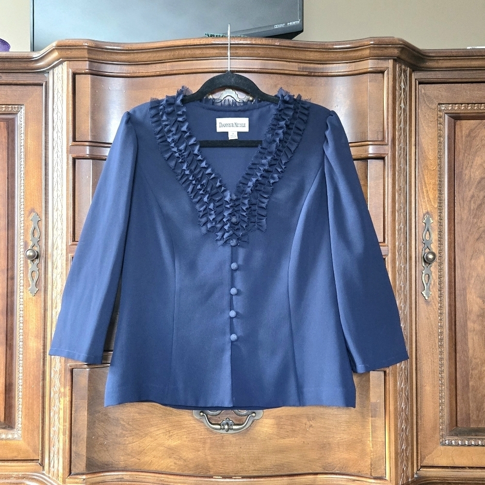 Danny & Nicole Jacket/cami Set. Navy, 14.